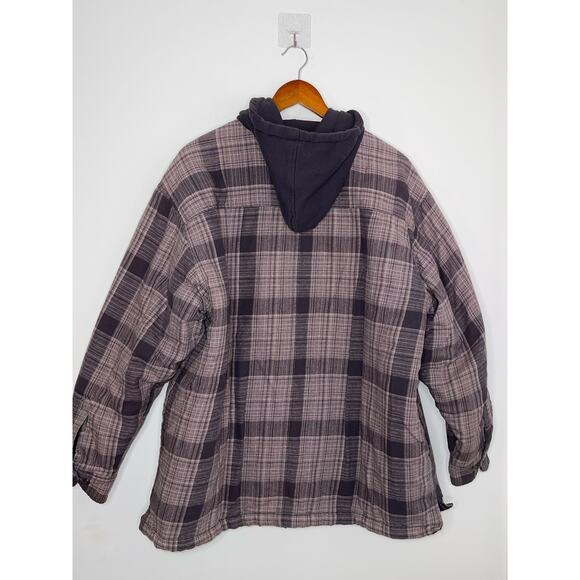 Dickies Mens XL Brown/Gray Plaid Hooded Shirt Jacket - Picture 4 of 5